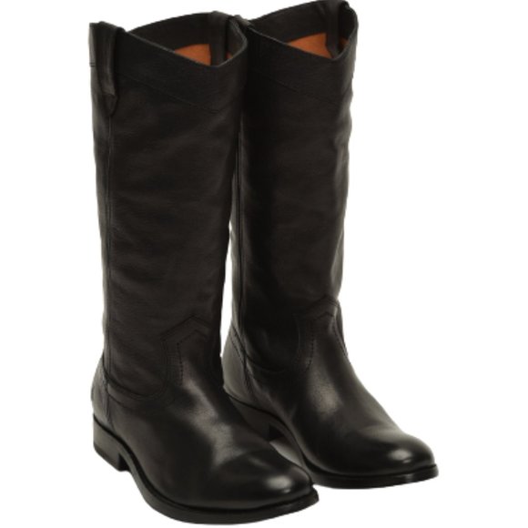 Frye Leather Tall Shaft Button Pull On Boots Melissa2 Black - 9.5 B - Picture 1 of 13